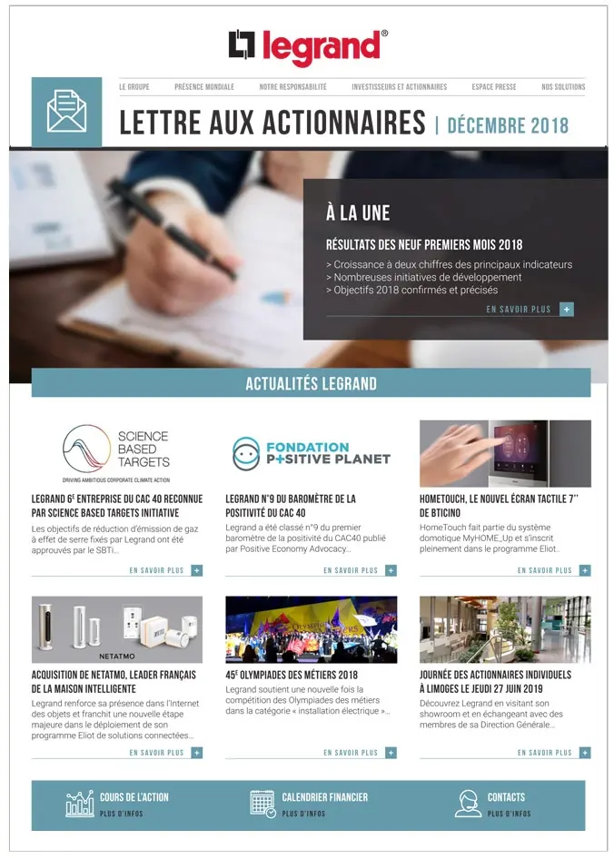 Lettre aux actionnaires Décembre 2018