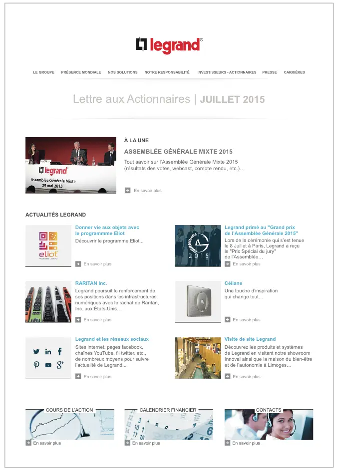 Lettre aux actionnaires Juillet 2015