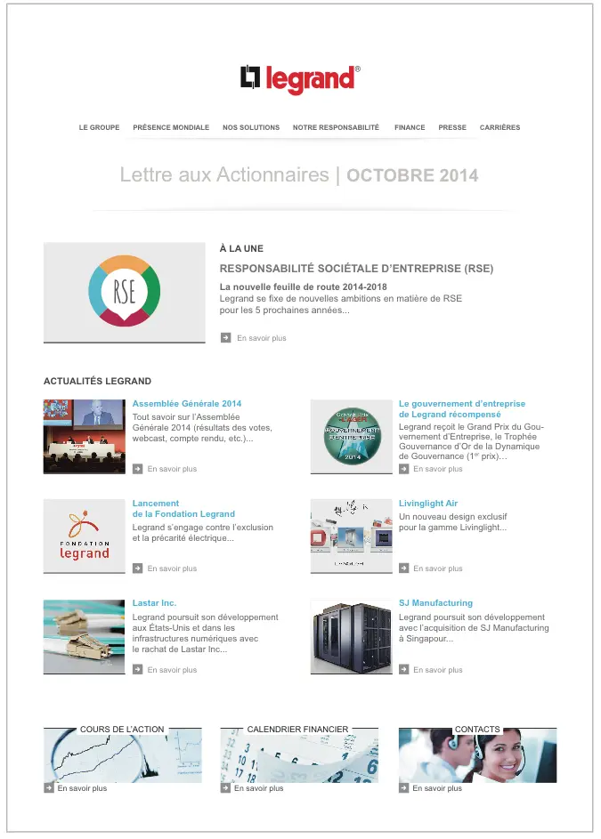 Lettre aux actionnaires Octobre 2014