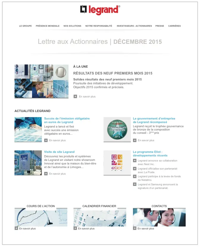 Lettre aux actionnaires Decembre 2015