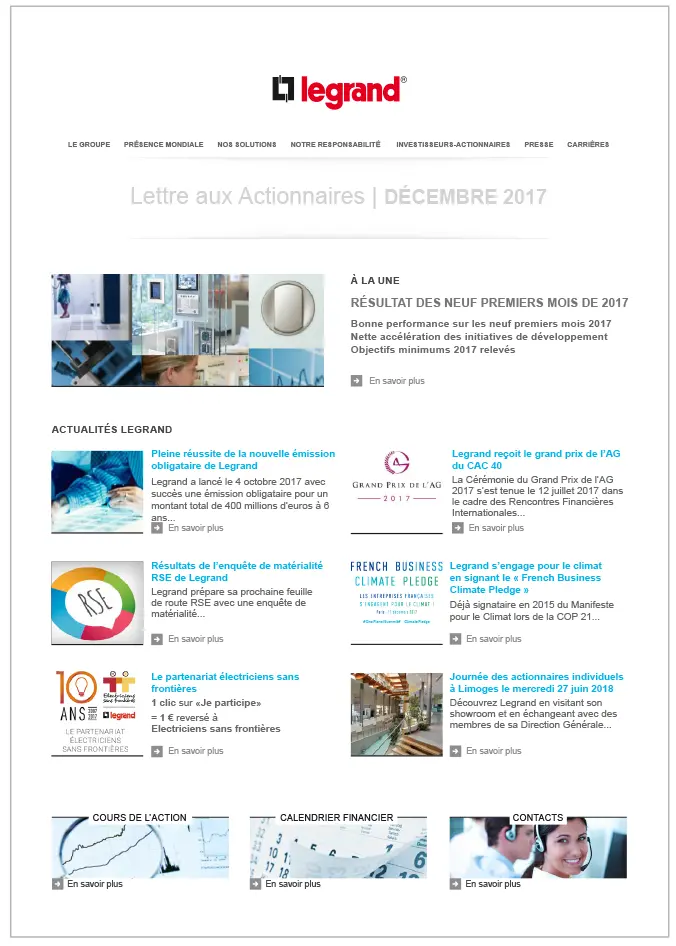 Lettre aux actionnaires Décembre 2017