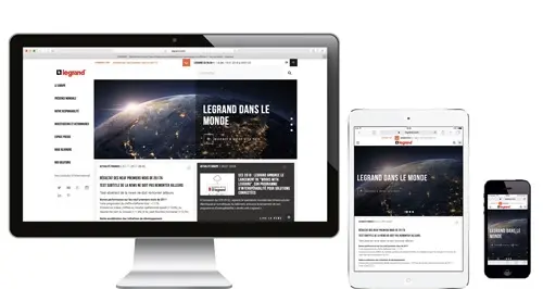 Legrand website on desktop, tablet ans smartphone